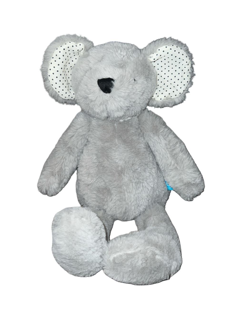 Manhattan Toy Co 14" Mouse Plush Gray White Polka Dot Print Ears 2020